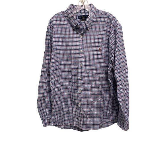 Ralph Lauren Men’s Button Up Shirt Long Sleeve XXL Slim Fit Stretch Oxford Blue - Picture 1 of 8